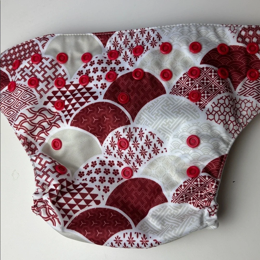 Mama Koala Terra-cotta Red and Ecru Diaper Cover with Mama Koala Insert